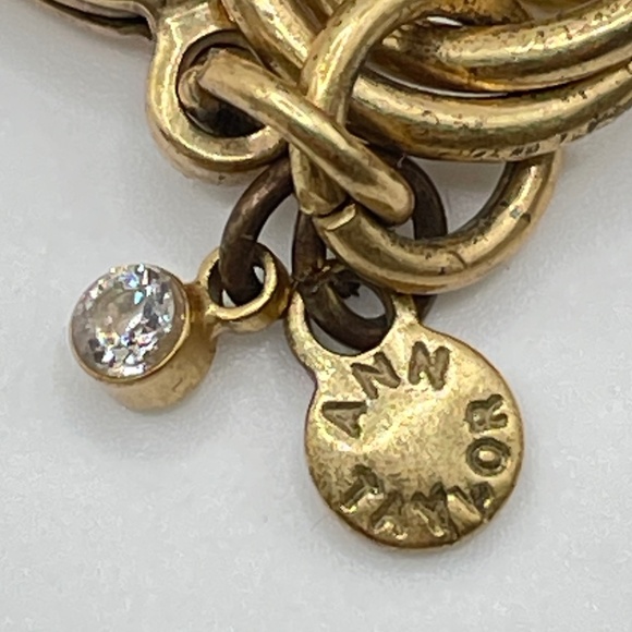 Ann Taylor Statement Necklace Gold Tone Vintage Glass Green Butterfly Rhinestone - Picture 3 of 14